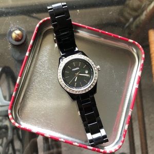 Women’s Black Fossil Watch with Sparkle Detailing